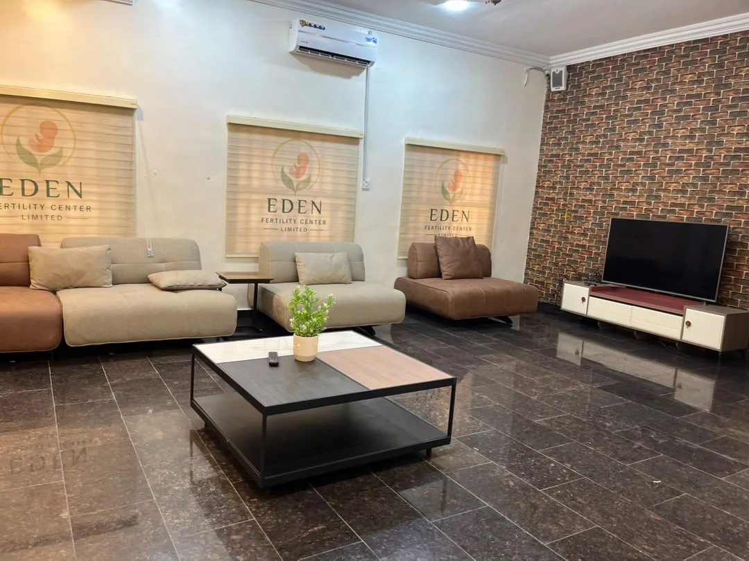 Calm and welcoming reception interior at Eden Fertility Center